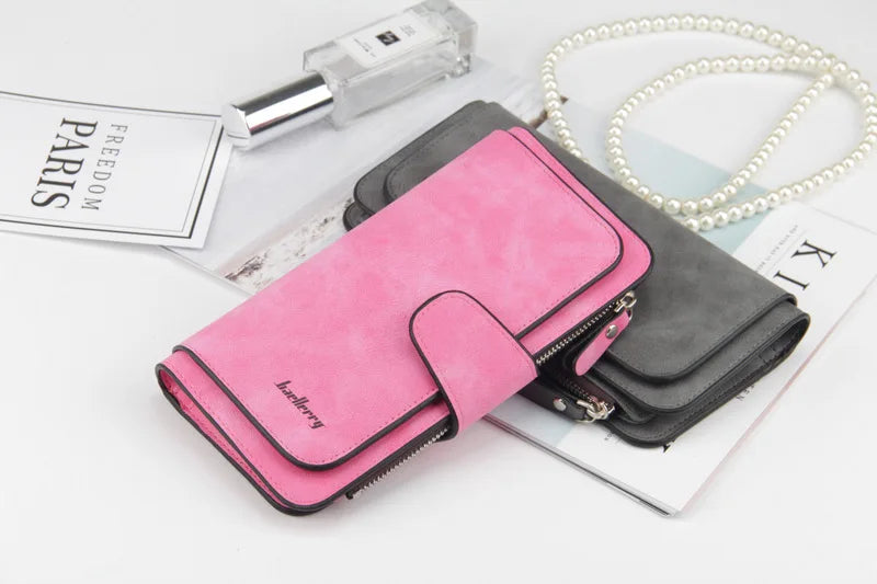 Nuovi portafogli da donna alla moda, lunghi, in PU di alta qualità, porta carte classico con cerniera per monete