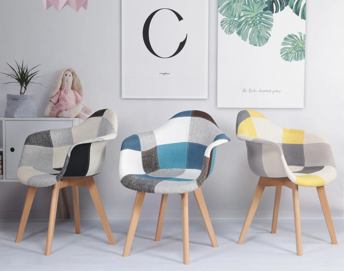2 pz/set sedie da pranzo moderne nordiche poltrone in tessuto Patchwork sedia di lusso sgabello per Computer per il tempo libero Design di mobili per soggiorno