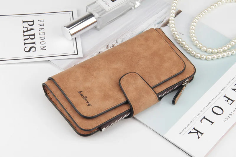 Nuovi portafogli da donna alla moda, lunghi, in PU di alta qualità, porta carte classico con cerniera per monete