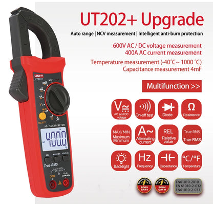 UNI-T Pinza amperometrica UT201 UT202 UT202A UT203 UT204 Plus Tester digitale Voltmetro professionale Pinza Amperometro Multitester elettrico