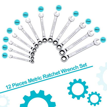 Set di chiavi a cricchetto con chiave Set di chiavi a bussola dinamometriche con anello dentato da 72 denti Set di chiavi a cricchetto combinate metriche Strumenti di riparazione auto
