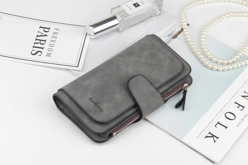 Nuovi portafogli da donna alla moda, lunghi, in PU di alta qualità, porta carte classico con cerniera per monete