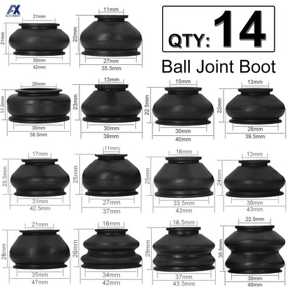 14x Confezione multipla Universale per auto Sospensione Sterzo Giunto sferico Gomma Antipolvere Boot Copertura Pista Tie Girevole Aste Estremità Set Parti Accessori