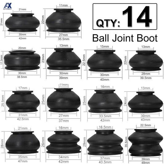 14x Confezione multipla Universale per auto Sospensione Sterzo Giunto sferico Gomma Antipolvere Boot Copertura Pista Tie Girevole Aste Estremità Set Parti Accessori