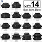 14x Confezione multipla Universale per auto Sospensione Sterzo Giunto sferico Gomma Antipolvere Boot Copertura Pista Tie Girevole Aste Estremità Set Parti Accessori