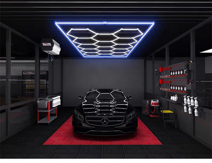 14 griglie con telaio luci da garage esagonali 6500K 672W a nido d'ape led per officina barbiere palestra soffitto negozio seminterrato