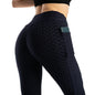 Amazon European and American Leggings Peach Fitness Pants High Waist Hip Leggings Pocket Jacquard Bubble Yoga Pants