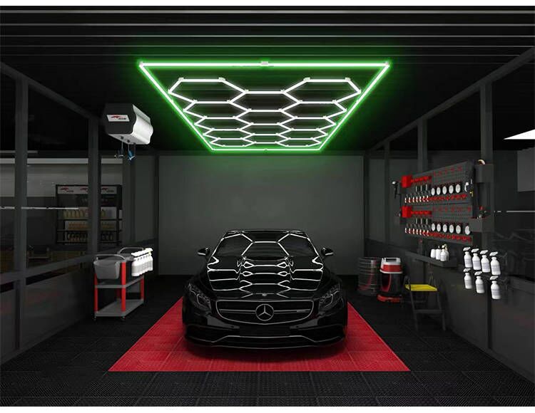 14 griglie con telaio luci da garage esagonali 6500K 672W a nido d'ape led per officina barbiere palestra soffitto negozio seminterrato