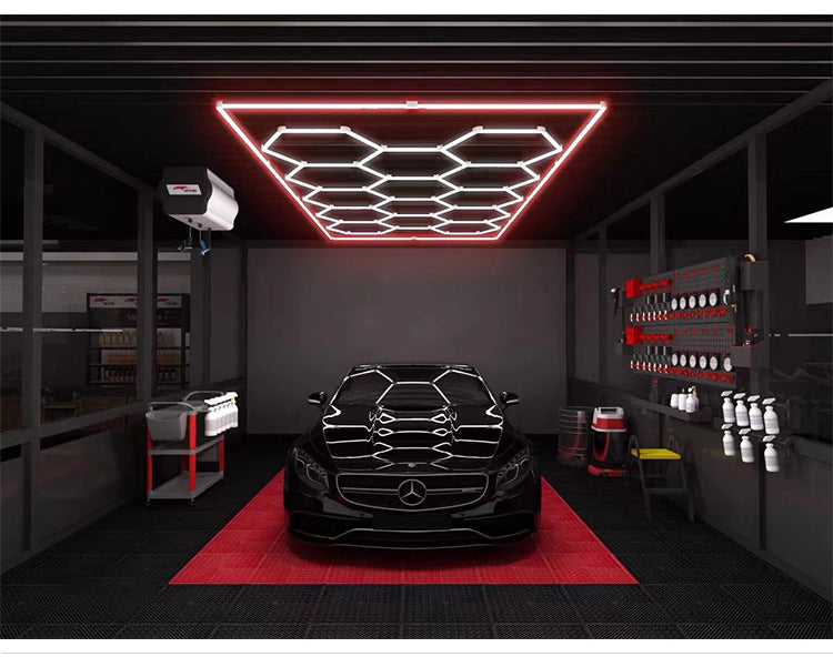14 griglie con telaio luci da garage esagonali 6500K 672W a nido d'ape led per officina barbiere palestra soffitto negozio seminterrato