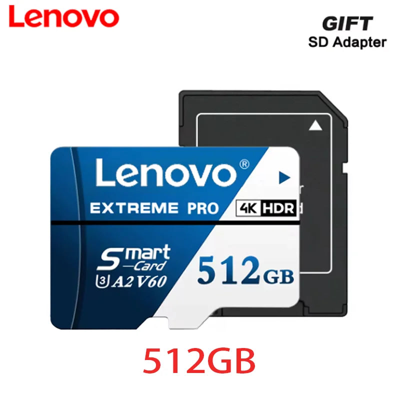 Scheda di memoria Micro SD TF Lenovo da 512 GB o 1 TB, classe A2, ad alta capacità, per registrazioni 4K, compatibile con DJI Mavic Mini, GoPro e Insta360.