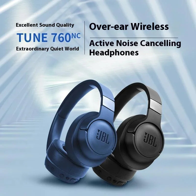 Cuffie wireless JBL Tune 760NC con tecnologia Bluetooth, cancellazione attiva del rumore, microfono integrato, ideali per il gaming.