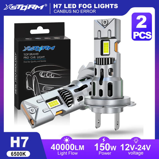 XSTORM H7 Lampadine per luci per auto a LED 150w 40000LM con ventola Turbo Luci H7 Faro a LED 6500K 12V NO Errore Canbus Fendinebbia Bianco