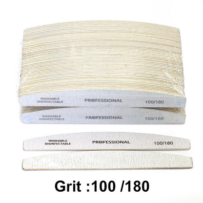 50/100 Pz Lime per unghie professionali in legno 180/240 Buffer 100/180 Grigio Barca Legno Carta vetrata Blocco Gel Lucidatore Levigatura Lime per unghie