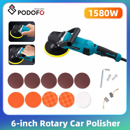 Lucidatrice per Auto Podofo 1580W, 6 Pollici, 7 Velocità Regolabili, Macchina Lucidatrice per Detailing e Ceratura Auto