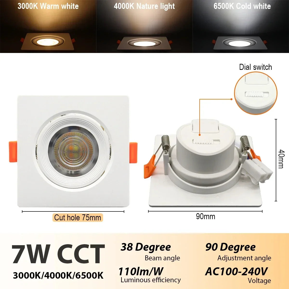 4-20 pezzi 3 CCT LED plafoniera 3000K 4000K 6500K pieghevole da incasso per la casa camera da letto bagno soggiorno illuminazione Lamparas Led