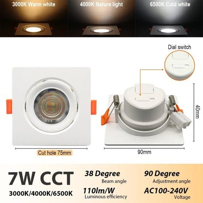 4-20 pezzi 3 CCT LED plafoniera 3000K 4000K 6500K pieghevole da incasso per la casa camera da letto bagno soggiorno illuminazione Lamparas Led