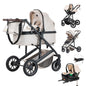 Lussuoso passeggino da viaggio portatile 3 in 1 Carrello pieghevole in alluminio ad alto paesaggio Carrozzina a quattro ruote per neonato