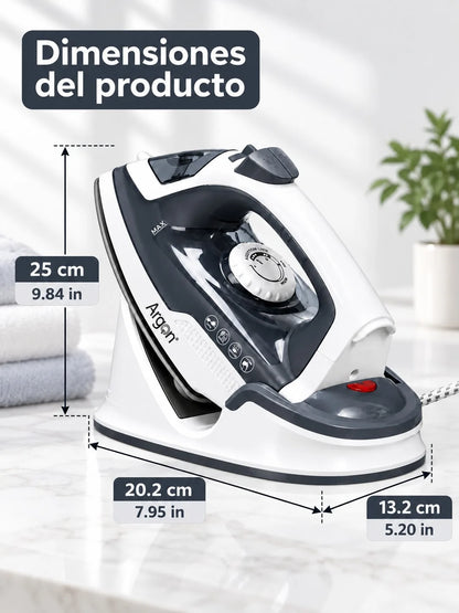 Ferro da stiro a vapore senza fili da 1600 W con piastra in ceramica, base di ricarica rapida, serbatoio dell'acqua rimovibile e funzione di vapore verticale per abiti, seta e lino.