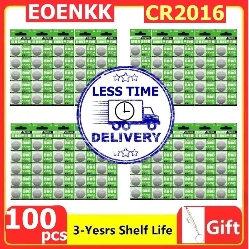 10-200 PZ LR2016 Batteria al litio ricaricabile 3 V sostituisce CR2016 LM2016 per orologio, calcolatrice, chiave dell'auto, pulsante a distanza, pila a bottone