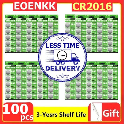 10-200 PZ LR2016 Batteria al litio ricaricabile 3 V sostituisce CR2016 LM2016 per orologio, calcolatrice, chiave dell'auto, pulsante a distanza, pila a bottone