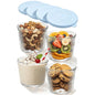 Set di 4/6 Piccole Ciotole in Vetro con Coperchio, Contenitori Impilabili in Vetro Trasparente a Righe per Dessert, Budini, Salse, Salse Piccanti, Noci, Avena, Caramelle, Dolciumi
