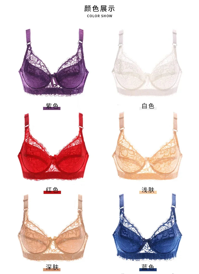 Reggiseno sottile a copertura totale, senza ferretto, regolabile, in pizzo, per taglie forti, copri seno, coppe B C D, reggiseno in pizzo taglie grandi 2028
