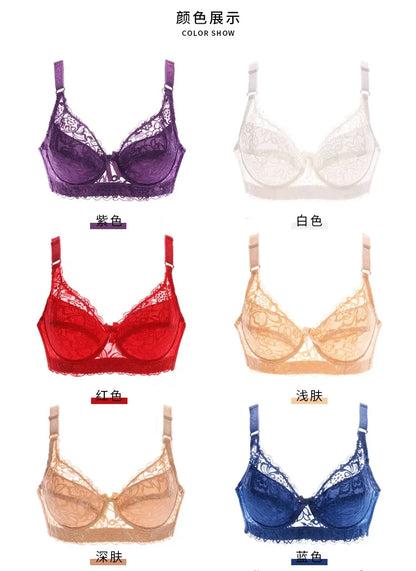 Reggiseno sottile a copertura totale, senza ferretto, regolabile, in pizzo, per taglie forti, copri seno, coppe B C D, reggiseno in pizzo taglie grandi 2028