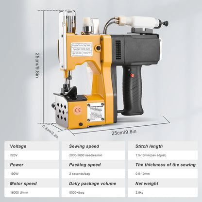 Macchina da cucire chiudiporta industriale con serbatoio dell'olio Stitcher per sacchetti portatile per riso/sacchio/tessuto/carta/sacchetti di plastica GK9-520 220V