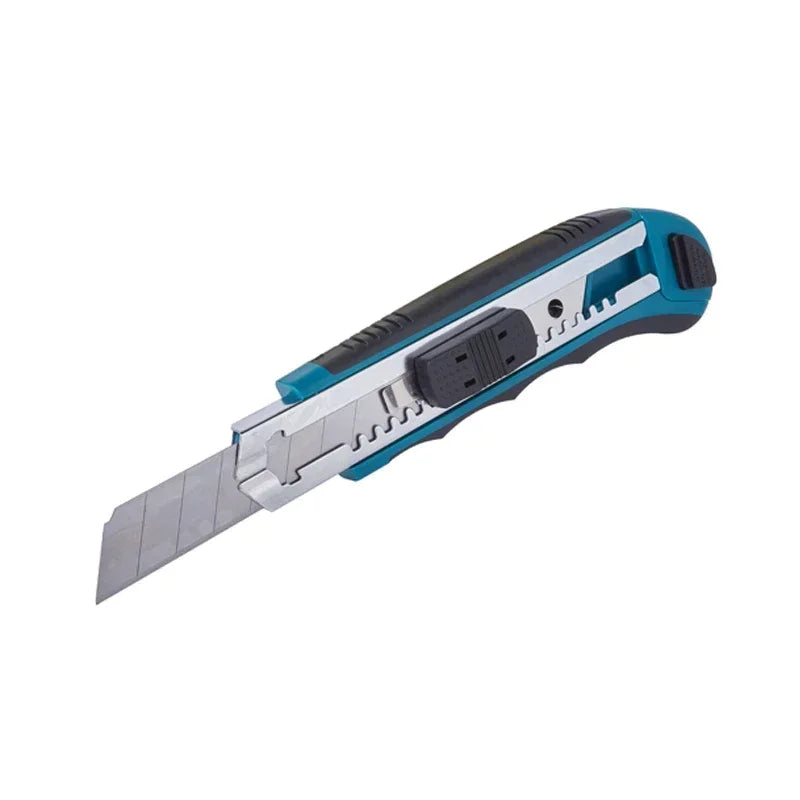 Coltello multiuso Makita con lame a scatto, caricamento facile, lame extra retrattili, impugnatura comoda in gomma, strumento manuale combinato completo