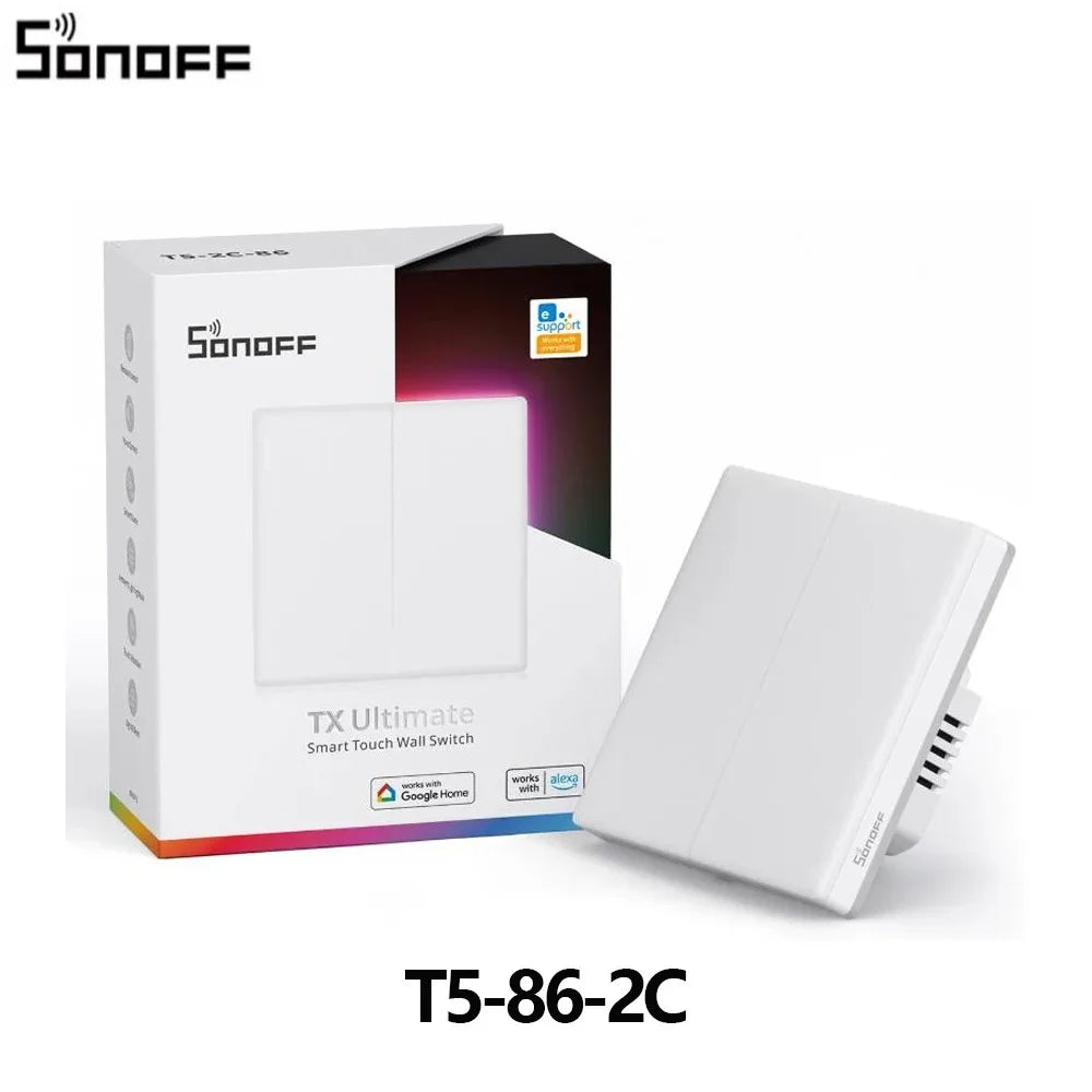 Sonoff TX Ultimate SONOFF T5 86 Interruttore da parete Sonoff Accesso completamente touch Bordo luminoso a LED Telecomando multi-sensorio tramite EWeLink