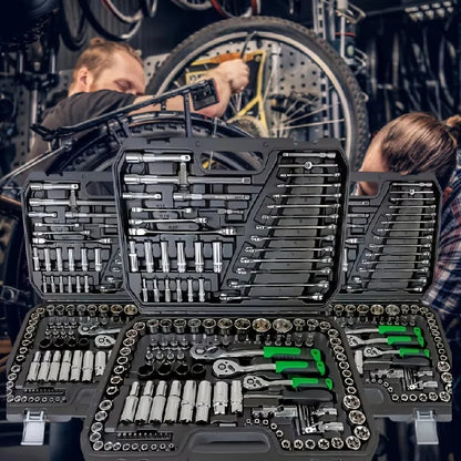 Set di 46 utensili per la riparazione meccanica di autoveicoli, multifunzionale, con bussole, chiavi e cricchetti, per la riparazione di auto, kit di attrezzi meccanici.