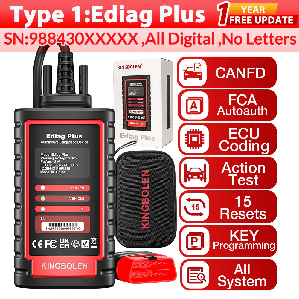 Thinkdiag 2 Ediag Plus Strumenti Diagnostici OBD2 con Protocollo CAN FD, Bluetooth, Codifica ECU, Test Attivo, Scanner OBD2 per Tutti i Sistemi