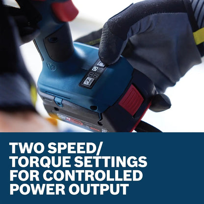 Bosch GDR 18V‑215 Avvitatore a Impulsi Senza Spazzole 215Nm 3300RPM, Compatto per Spazi Ristretti, per Viti Lunghe e Lavori su Legno Duro