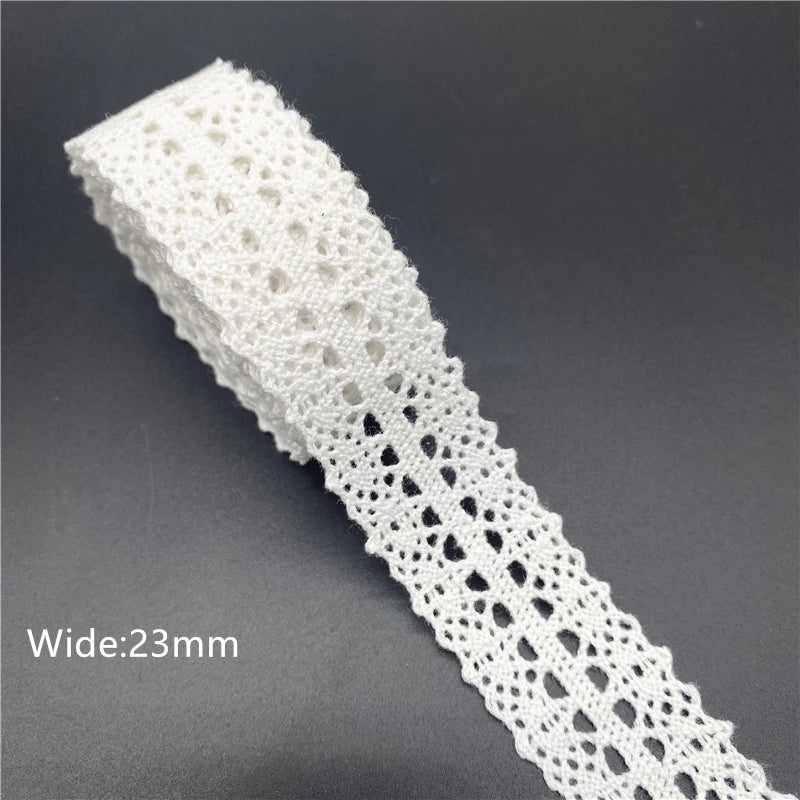 10mm-50mm 2 metri di nastro di pizzo di cotone 100% bianco per abbigliamento tessuto da cucito rifiniture in cotone all'uncinetto nastro di pizzo accessori fatti a mano
