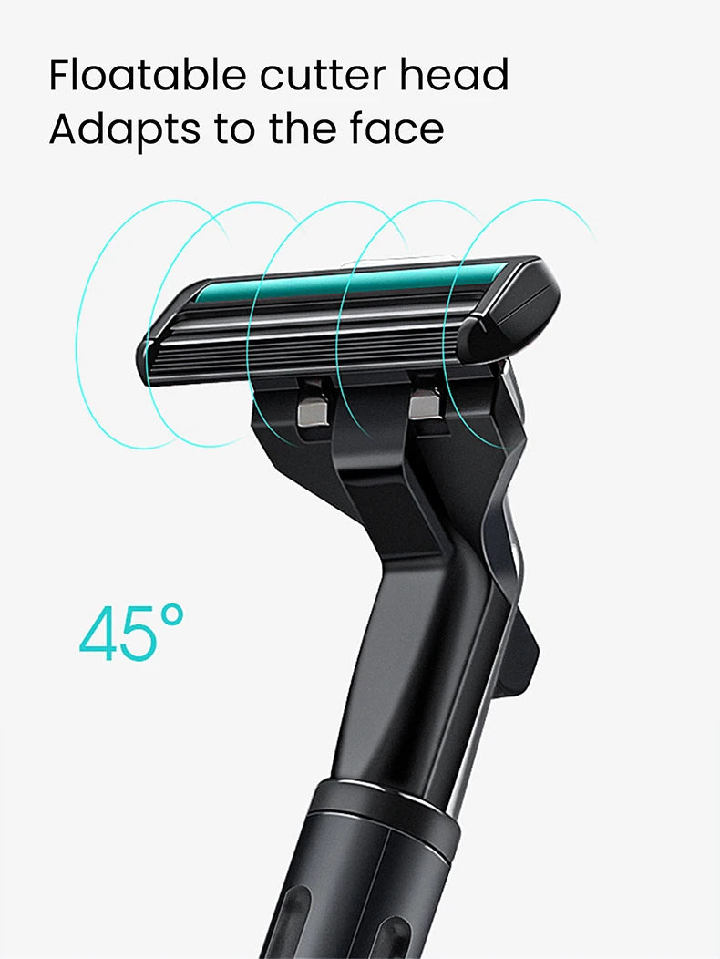 Rasoio manuale da uomo a 2 lame, lavabile, con 6 lame di ricambio, rasoio di sicurezza per uomo