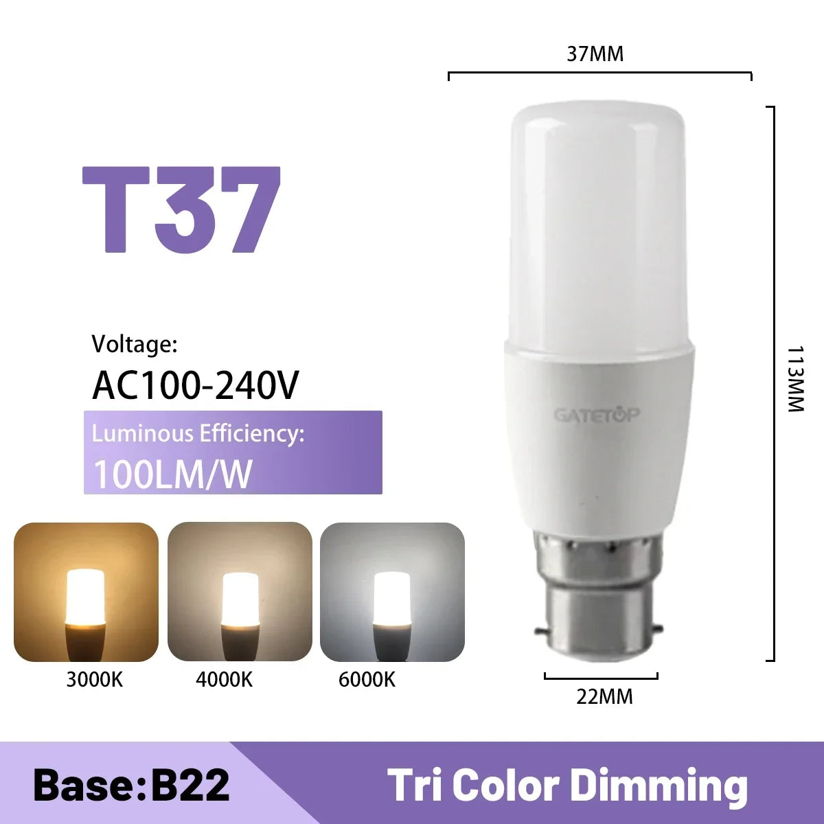 Lampadina intelligente regolabile a 3 temperature di colore CCT AC100-240V 3W 9W Lampadina LED GU10 MR16 E27 Luce spot Temperatura colore per l'illuminazione domestica