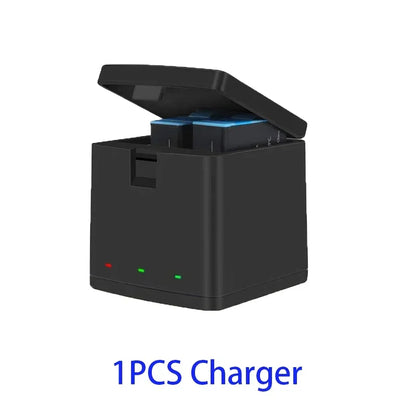 Batteria per GoPro Hero 12 11 10 9 Motion Camera, batteria ricaricabile da 1800mAh, caricatore a 3 slot con luce LED, custodia per GoPro
