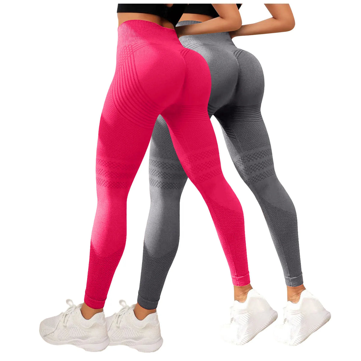 Leggings Modellanti Anti-Cellulite 2 Pezzi, Compressione 3D, Vita Alta, Senza Cuciture, Push-Up, Opachi, Pantaloni Sportivi per Yoga e Fitness