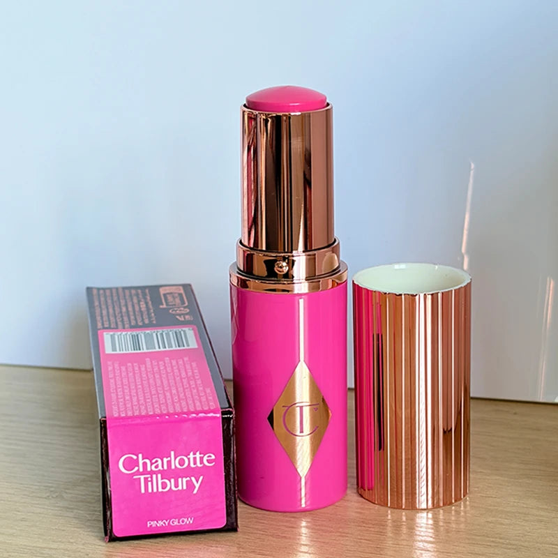 Rossetto in stick Charlotte New Pink Diamond Gold, fard in polvere colorato, lucidalabbra alla frutta, 4 colori, cosmetici portatili Tilbury