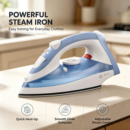 Ferro da Stiro a Vapore 2200W con Piastra in Ceramica, Funzione di Auto-Pulizia, Serbatoio d'Acqua da 170ml per Rimozione Pieghe da Tessuti e Vestiti, Elettrodomestico