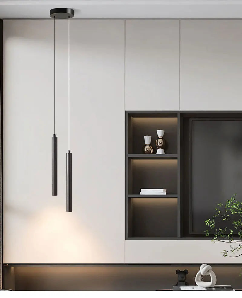 Lampade a sospensione a LED nere con cavo Decor per camera da letto TV Sfondo Lampade a sospensione sospese regolabili per sala da pranzo
