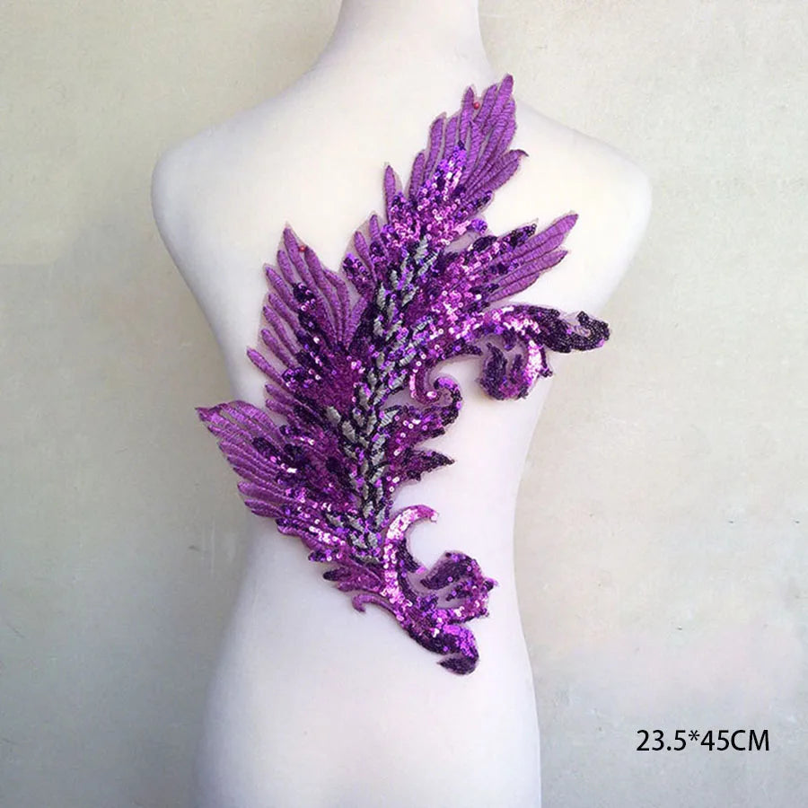 Tessuto per toppe ricamate con fiori eleganti viola per abiti, tende per la casa, accessori per abbigliamento da festa, riparazioni di applique per cucire