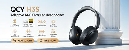 QCY H3S ANC Cuffie over Ear -56dB Cuffie con cancellazione del rumore Bluetooth 6.0 Auricolari audio spaziale LDAC ad alta risoluzione Doppio driver