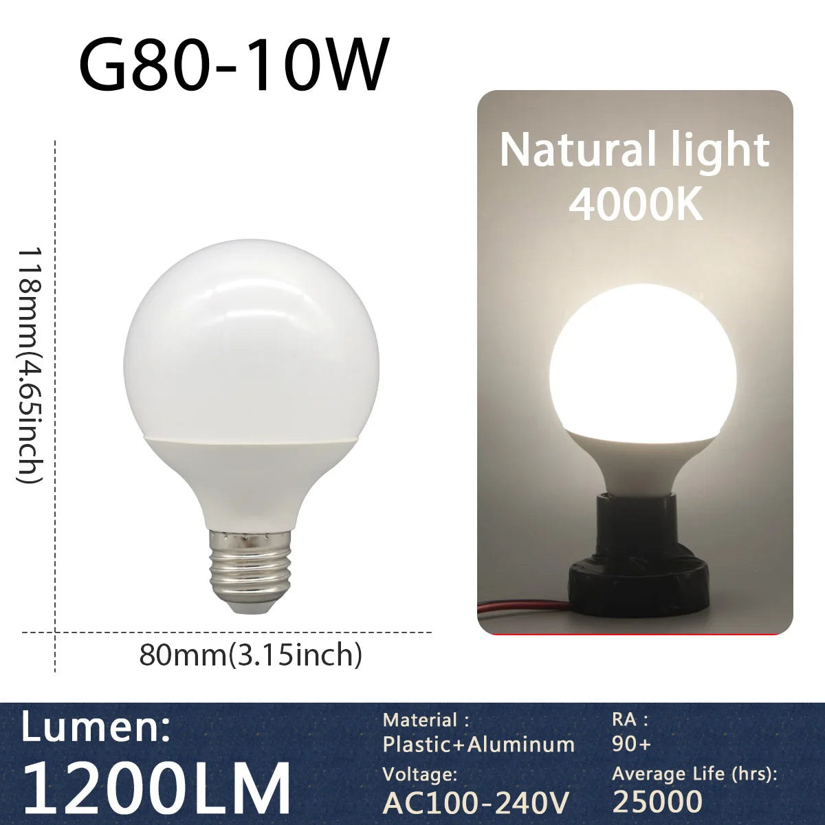 Confezione da 1-5 lampadine LED a globo G80 G95 G125 10W 12W 18W 40 Watt Lampadine LED Edison equivalenti, base E27 bianco caldo 3000K, latteo