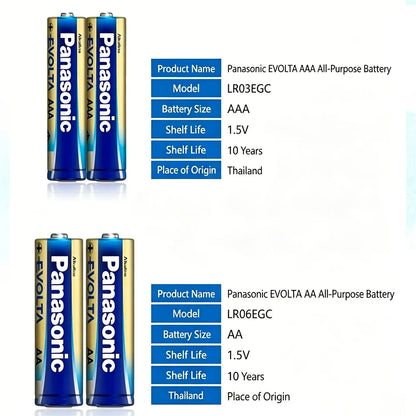 Panasonic 1.5V AA AAA # Batteria Alcalina Evolta LR6 LR03 a Lunga Durata Anti-Perdita per Serrature Intelligenti, Telecomandi e Giocattoli