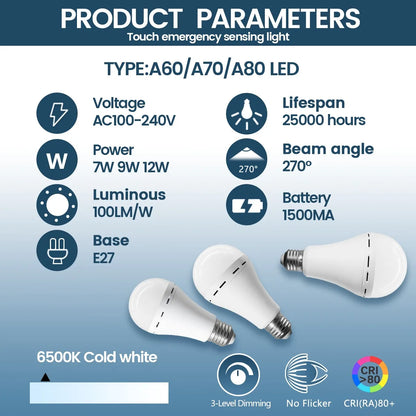 1-10 pezzi lampadina a LED ricaricabile AC100-240V E27 7W 9W 12W lampadina di emergenza per energia domestica campeggio esterno portico lampade da giardino