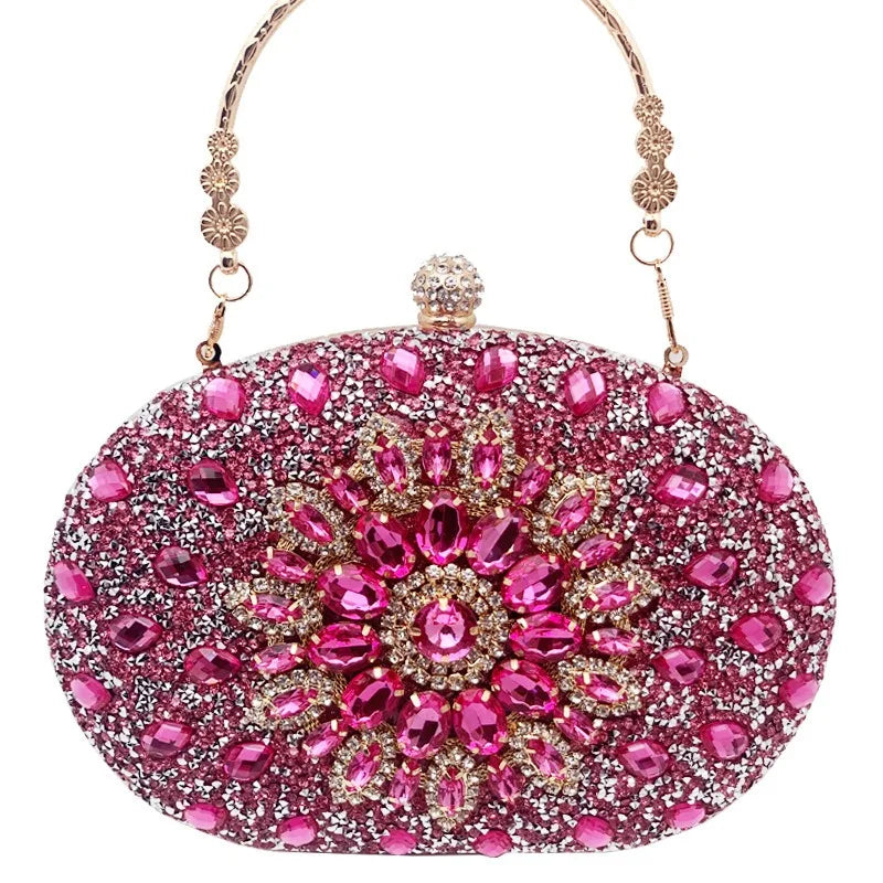 Diamond Crystal Women Make Up Cosmetic Evening Shoulder Messenger pochette borsa per telefono borsa dorata argentea rossa rosa nera