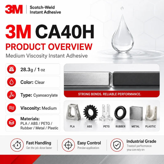 Adesivo Istantaneo Trasparente 3M CA40H Scotch-Weld 28.3g Colla Cianoacrilica a Media Viscosità per PLA ABS PETG