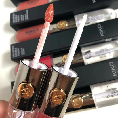 KIKO Milano Unlimited Double Touch Lip Gloss, rossetto liquido 2 in 1 e gloss trasparente, effetto labbra in vetro, lunga durata, non si trasferisce