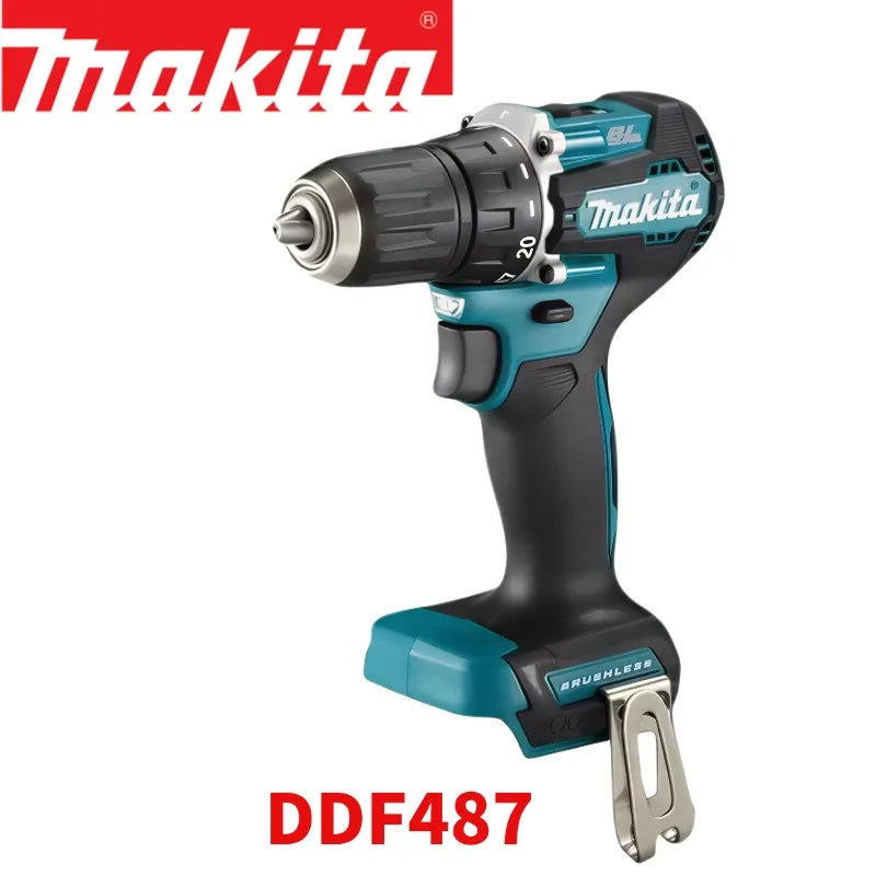 Cacciavite elettrico a batteria da 10 mm con elevata coppia, modello DDF487, set di trapani Makita 18V LXT originali con motore a spazzole, comprensivo di batterie BL1860B e BL1840. Spedizione rapida.